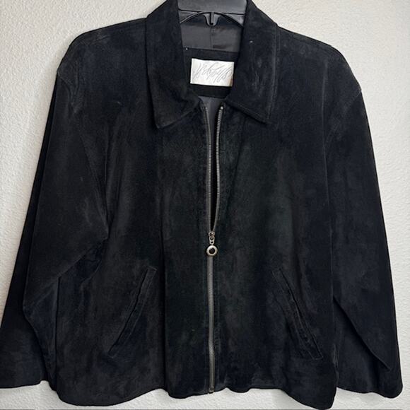 Lord & Taylor Sz Large Black Suede Leather Jacket Industrial - Picture 1 of 10